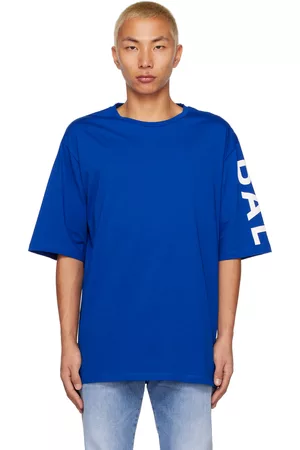 Balmain Men T-shirts - Blue Printed T-Shirt
