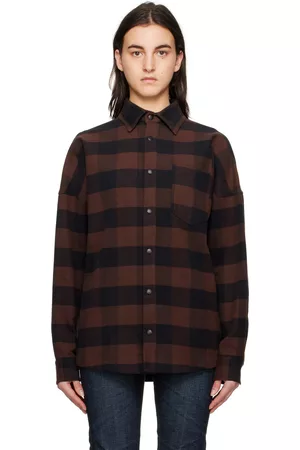 Palm Angels Women Check Shirts - Black Checkered Logo Shirt