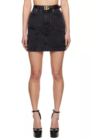 Dolce & Gabbana Black Washed Denim Miniskirt