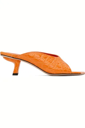 BY FAR Devon 100mm leather sandals - Orange