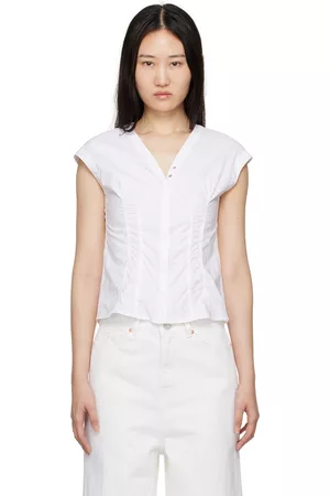 Low Classic Women Ethnic Blouses Halterneck - White V-Neck Blouse