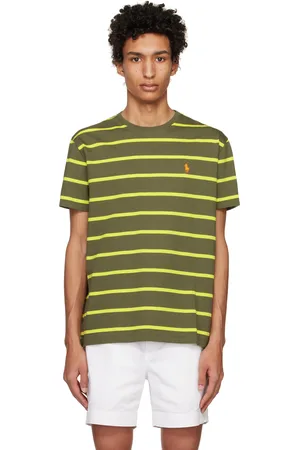 Polo Ralph Lauren White & Navy Striped Cotton V-Neck T-Shirt XL