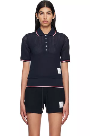 Thom Browne Women Polo Shirts - Navy Stripe Polo