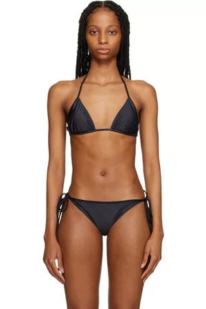 Ganni Women Bikini Tops - Black Halter Bikini Top
