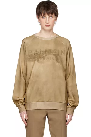 Balmain Men Sweatshirts - Beige Printed Sweatshirt