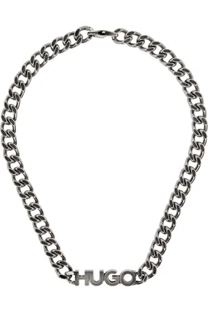 Silver Curb Chain Necklace by Hugo on Sale