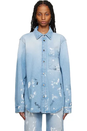 Buy FOREVER 21 Blue Distressed Denim Shirt - Shirts for Women 1283202 |  Myntra