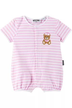 Moschino Girls Jumpsuits - Baby Pink & White Striped Jumpsuit