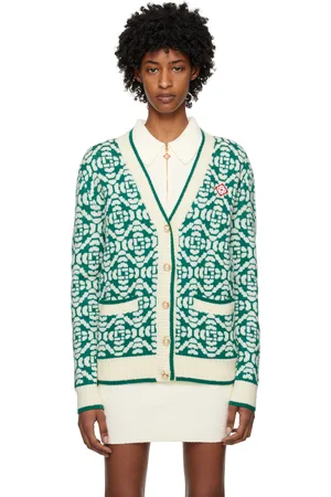 Casablanca Monogram-Jacquard Zip-Up Cardigan