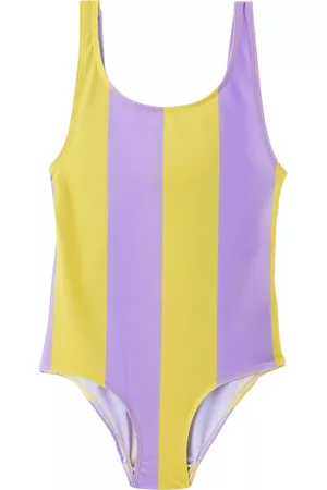 M’A Kids Bodysuits & All-In-Ones - Kids Yellow & Purple Striped One-Piece Swimsuit
