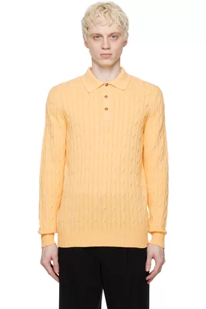 Ghiaia Cashmere Men Polo Shirts - Yellow Spread Collar Polo