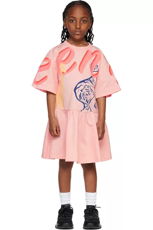 Kenzo Girls Printed Dresses - Kids Pink Paris Printed Dress