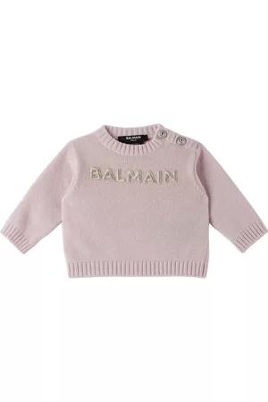 Balmain Jumpers - Baby Pink Embroidered Sweater