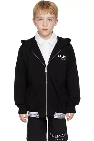 Balmain Zip Up Hoodies - Kids Black Zip-Up Hoodie