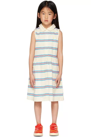 Bonmot Girls Dresses - Kids Off-White Striped Dress