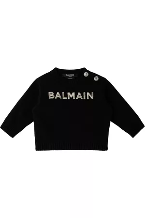 Balmain Jumpers - Baby Black Embroidered Sweater