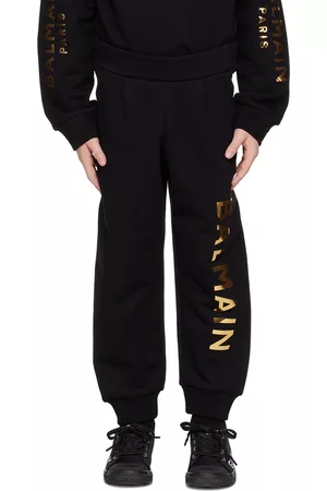 Balmain Trousers - Kids Black Bonded Lounge Pants