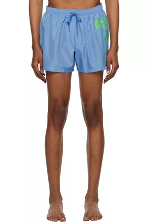 Moschino Men Swim Shorts - Blue Double Question Mark Swim Shorts