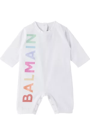 Balmain Girls Jumpsuits - Baby White Crewneck Jumpsuit