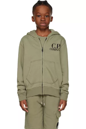 C.P. Company Fleece Jackets - Kids Green Basic Goggle Jacket