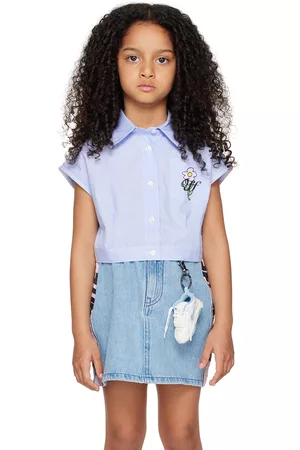 OFF-WHITE Shirts - Kids Blue Cropped Shirt