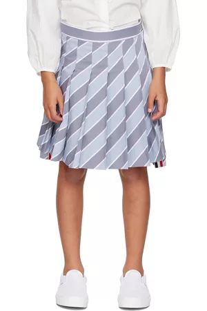 Thom Browne Girls Skirts - Kids Gray Pleated Skirt