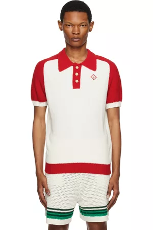 Casablanca Men Polo Shirts - White & Red Raglan Polo