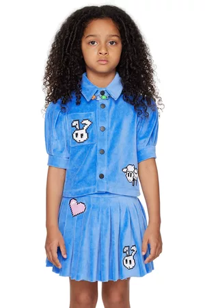 NZKidzzz Embroidered T-shirts - Kids Blue Pixel Bunny Shirt