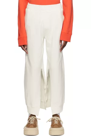 Maison Margiela Men Sports Trousers - Off-White Vented Sweatpants