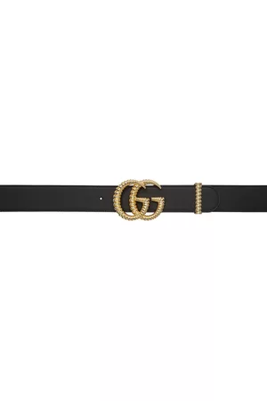 Gucci Women Belts - Black Leather Torchon GG Belt