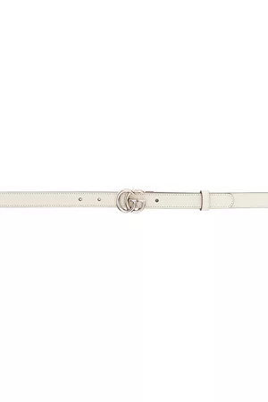 Gucci Women Belts - White Thin GG Marmont Belt