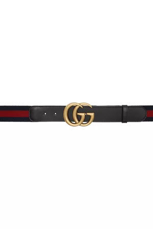 Gucci Women Belts - Black & Navy GG Belt