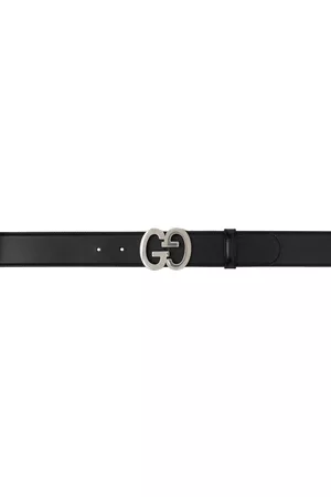 Gucci Men's Leather Belt with Double G Buckle - Black - Belts