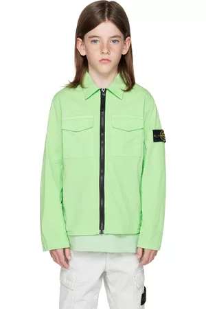 Stone Island Shirts - Kids Green Garment-Dyed Shirt