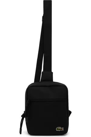 Lacoste: Black Embroidered Crossbody Bag