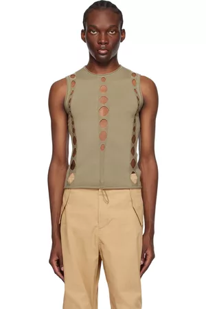 DION LEE Men Tank Tops - Khaki Snake Diamond Tank Top