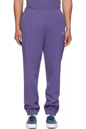 DIME Men Sports Trousers - Purple Embroidered Sweatpants