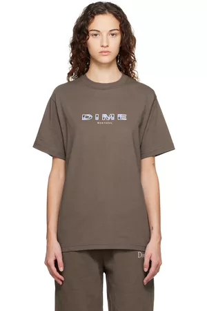 DIME Women T-shirts - Brown Block Font T-Shirt