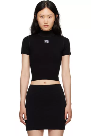 Alexander Wang Women V neck t-shirts - Black Mock Neck T-Shirt