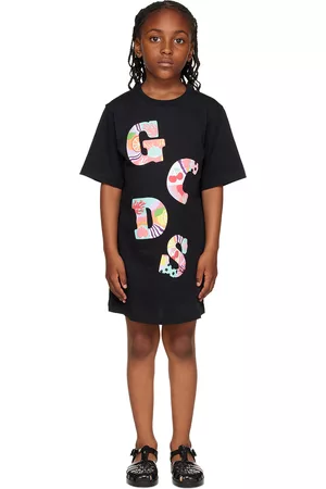 GCDS Girls Dresses - Kids Black Patchwork Midi Dress
