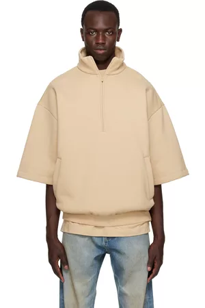Essentials Men Sweatshirts - Beige Half-Zip Sweatshirt