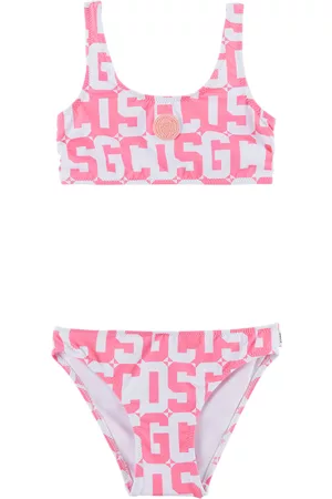 GCDS Girls Bikini Bottoms - Kids Pink & White Monogram Bikini