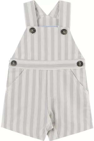 Tartine Et Chocolat Dungarees - Baby Gray & White Striped Overalls