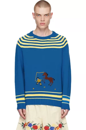 BODE Men Jumpers - Blue Pony Lasso Sweater