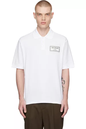 Balmain Men Polo Shirts - White Patch Polo
