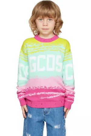 GCDS Jumpers - Kids Pink & Green Gradient Sweater
