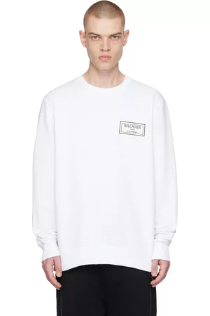 Balmain Men Sweatshirts - White Patch Sweatshirt