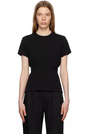 Proenza Schouler Women T-shirts - Black White Label Ruched T-Shirt