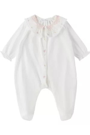 Tartine Et Chocolat Baby Jumpsuits - Baby White Embroidered Jumpsuit