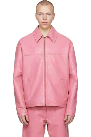 Pink guess leather outlet jacket